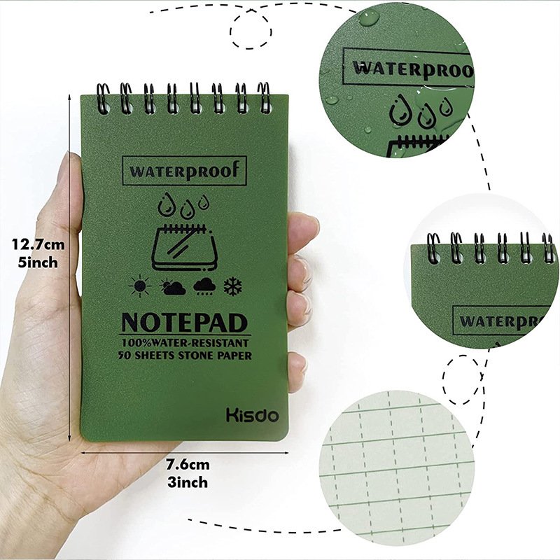 Customized Waterproof Stone Paper Notebook Pocket Size Spiral Memo Notepad With Grid Paper Book