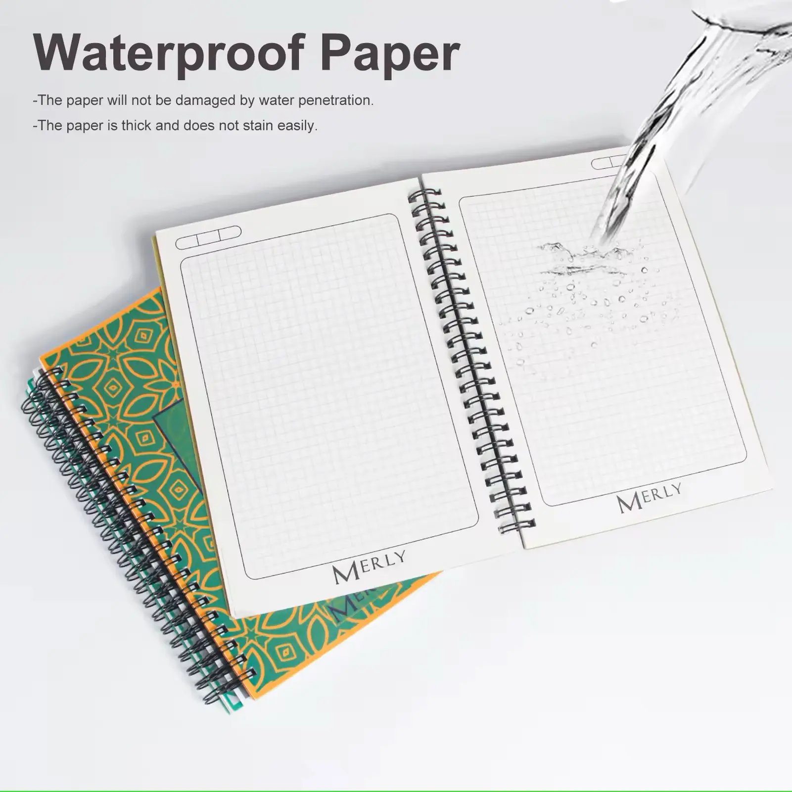 Customized Waterproof Stone Paper Notebook Pocket Size Spiral Memo Notepad With Grid Paper Book