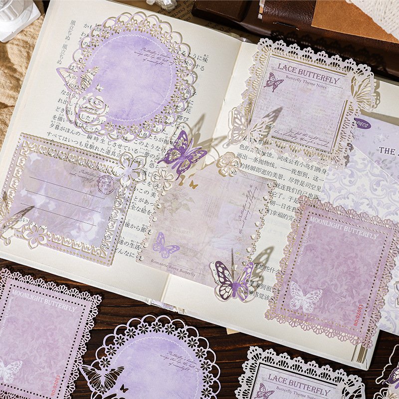 10pcs/pack Cubic hollow note cards Morning Glory Butterfly Shadow Series Retro Pattern Collage