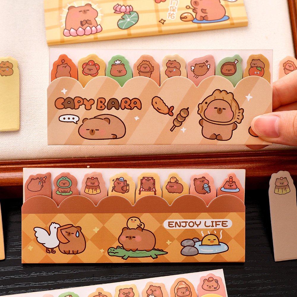 School girls kawaii cartoon capybara design customized sticky notes memo pads set