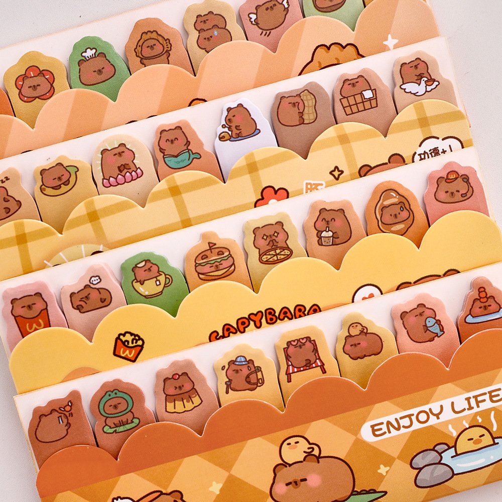 School girls kawaii cartoon capybara design customized sticky notes memo pads set