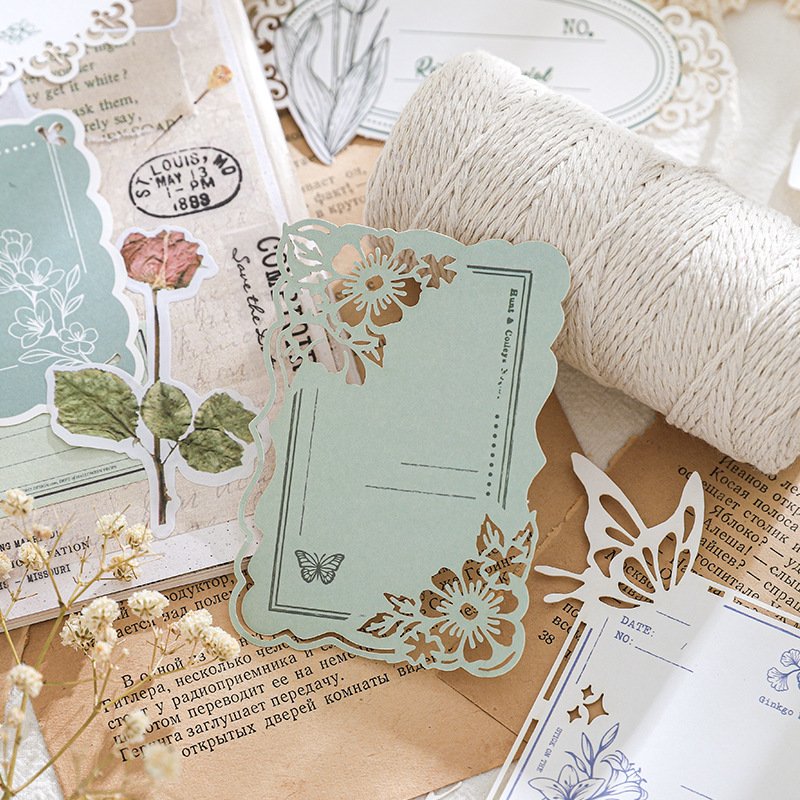 10pcs/pack openwork note cards Flower Shadow in the Mist series Collage DIY material decorative handbook