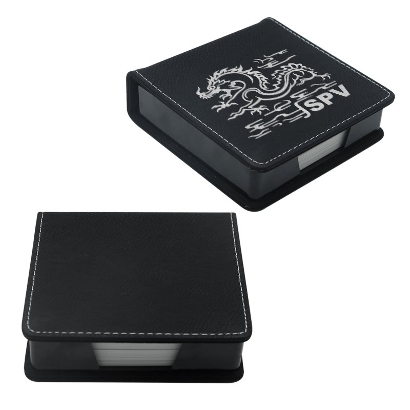 Personalized Rectangle/ Square Memo Notes Laserable Leather Notepad Holders Blank Memo Notes Box With Notepad Holders