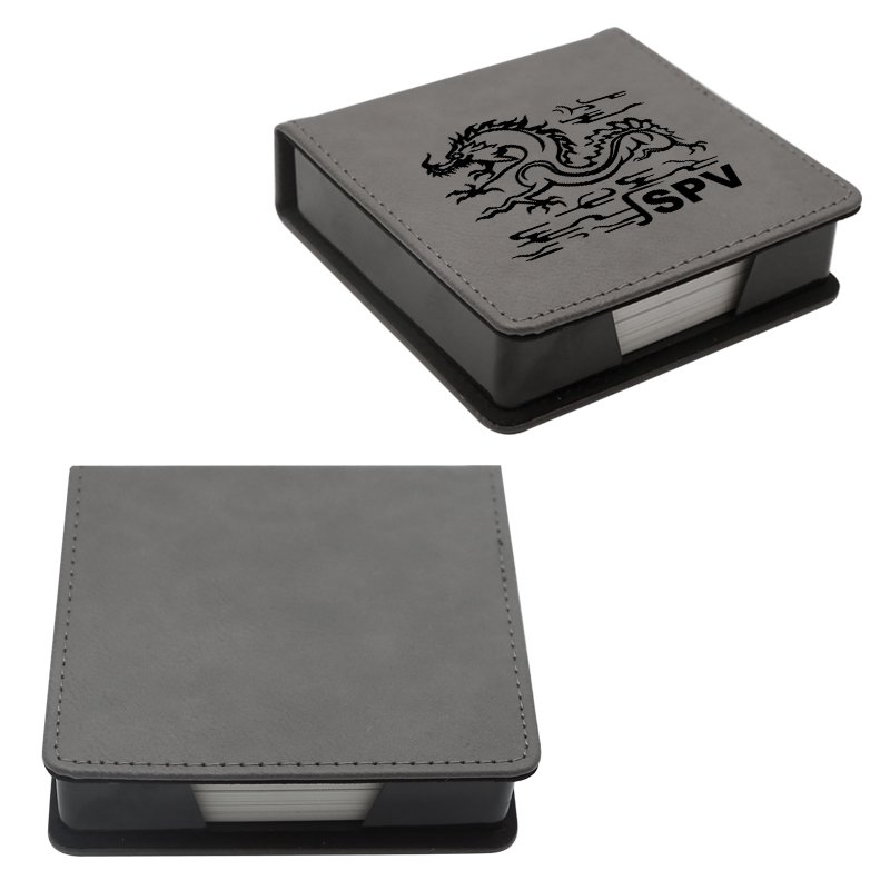 Personalized Rectangle/ Square Memo Notes Laserable Leather Notepad Holders Blank Memo Notes Box With Notepad Holders