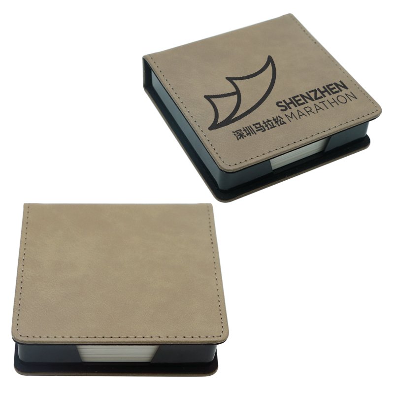 Personalized Rectangle/ Square Memo Notes Laserable Leather Notepad Holders Blank Memo Notes Box With Notepad Holders