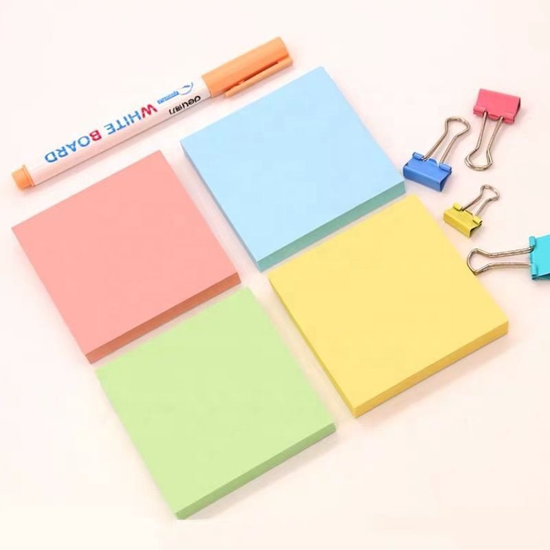 3 Inch 100 Sheets sticky paper notepad Office Memo Pad Cube Assorted Colors Note Pads