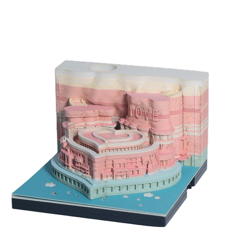 Multi-Function Specialty Sticky Paper Good Quality Original Designed Love Fortress 3D Paper Carving Note
