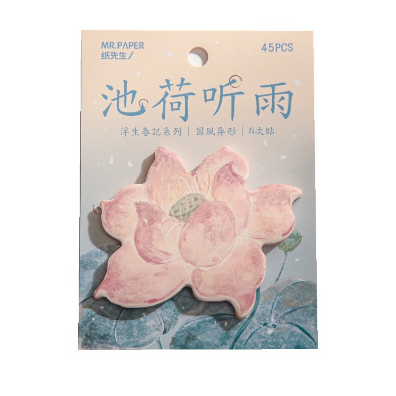 Chinese style Lotus Camellia peach shaped Sticky sticky note set Custom self-adhesive sticky note stationery gift high quality