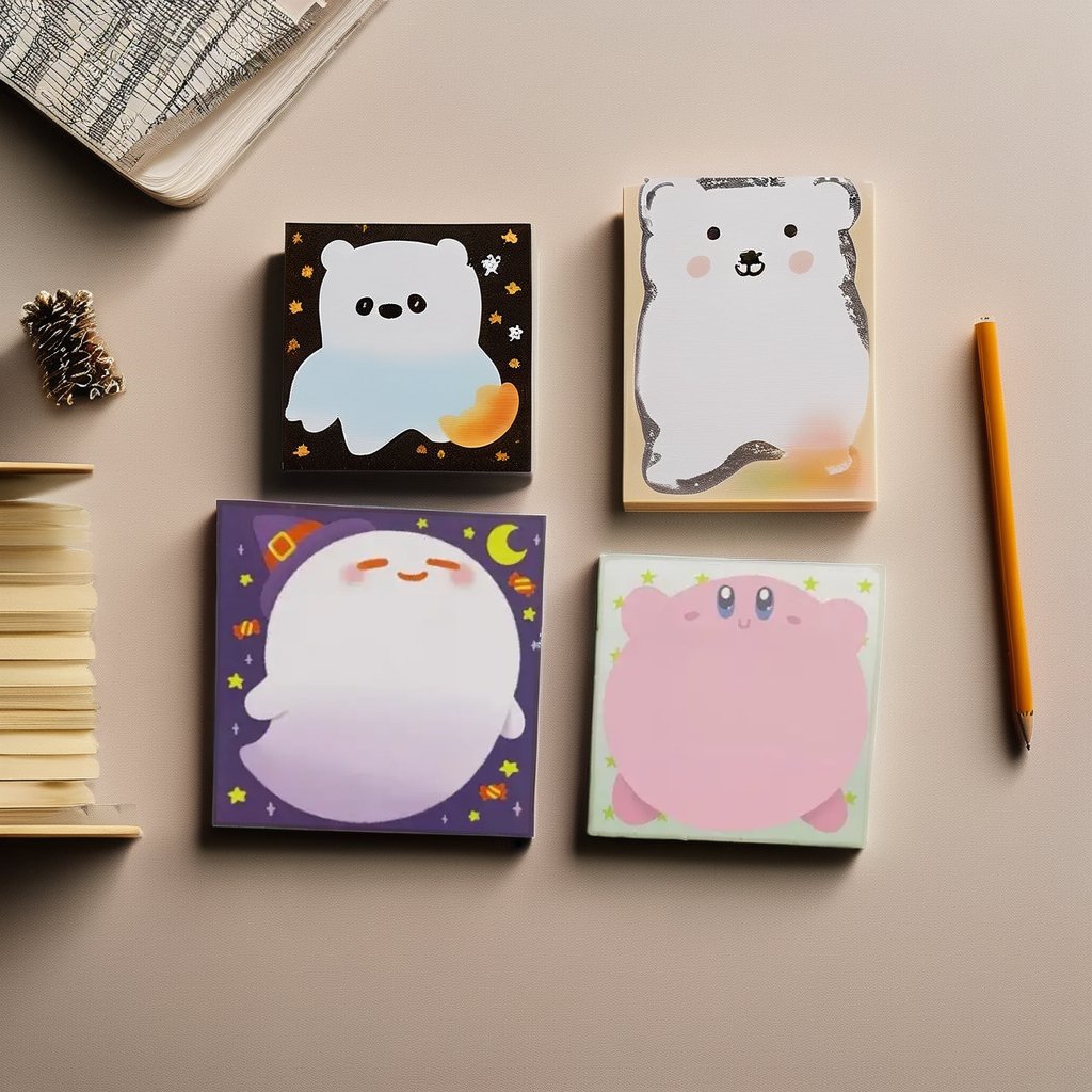 School Stationery Cute Kuromi pink note book, Melody sticky notepad, Cartoon anime KT sticky note pad