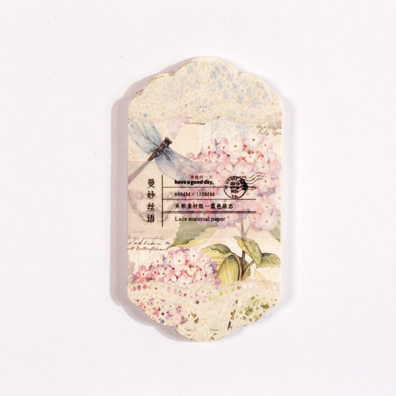 45pcs/pack Lace Special-Shaped Material Paper Manmiao Silk retro flower girl Series Hand Account Decorative Paper 8 Models