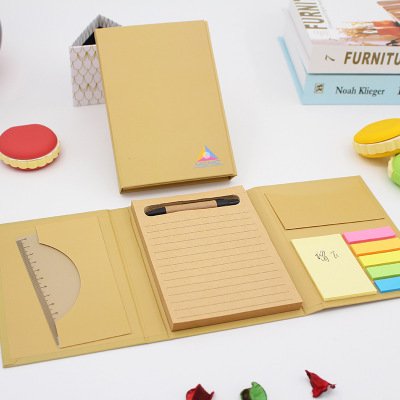Promotional gift custom logo cheap ECO friendly paper notepads with Pen Ruler Envelope Pocket