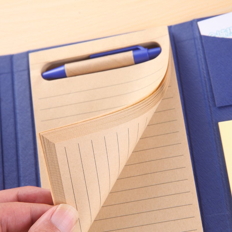 Promotional gift custom logo cheap ECO friendly paper notepads with Pen Ruler Envelope Pocket