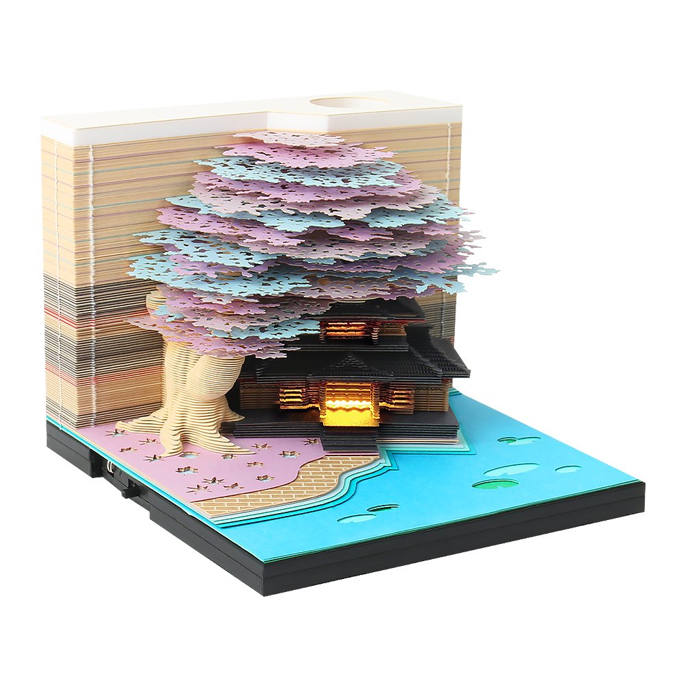 Drop Shipping Hot Products 2025 3D Notepad Art Papercraft Laser Cut Paper Calendars Treehouse Shape Magic Memo Pad For Gift