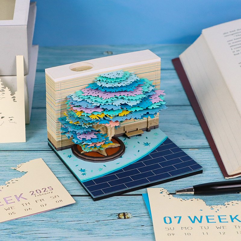 Hot Selling 2025 Desk Calendar Custom Size Monthly Weekly Desk Calendar Novelty Gift Diy Paper Art 3D Calendar With Gift Box