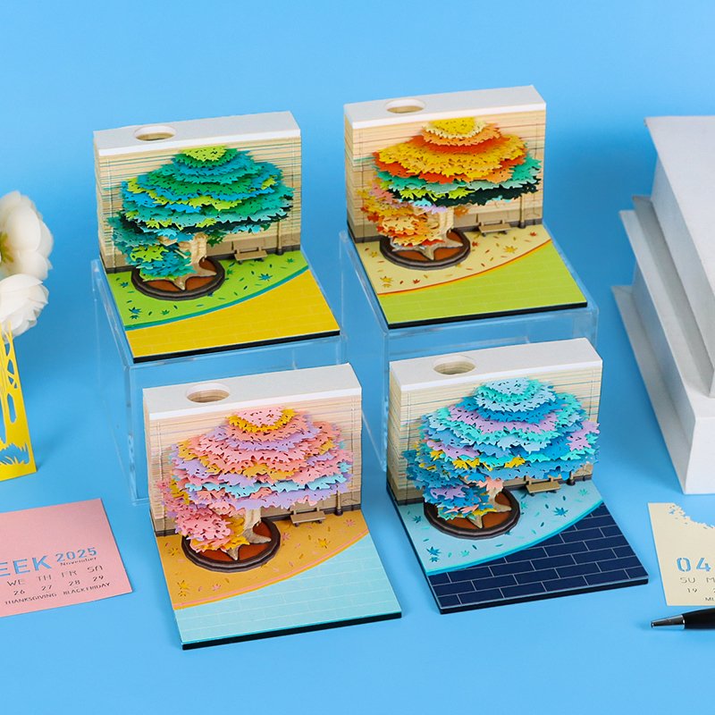 Hot Selling 2025 Desk Calendar Custom Size Monthly Weekly Desk Calendar Novelty Gift Diy Paper Art 3D Calendar With Gift Box