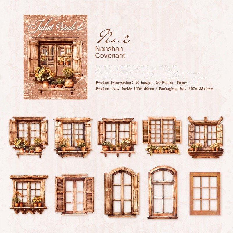 20pcs/package Material Window Juliet series Hollowed out doors and windows handbook DIY material decoration bottoming