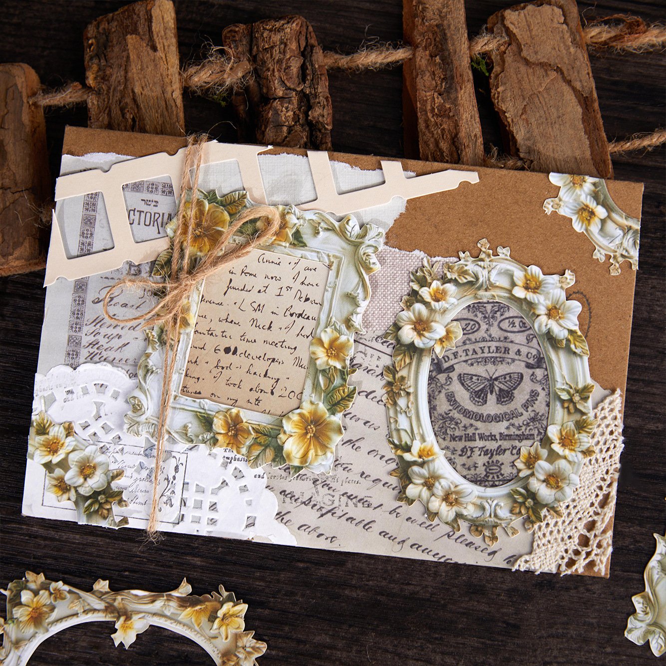 10pcs/pack collage card Flower secret series border vintage floral handbook collage material