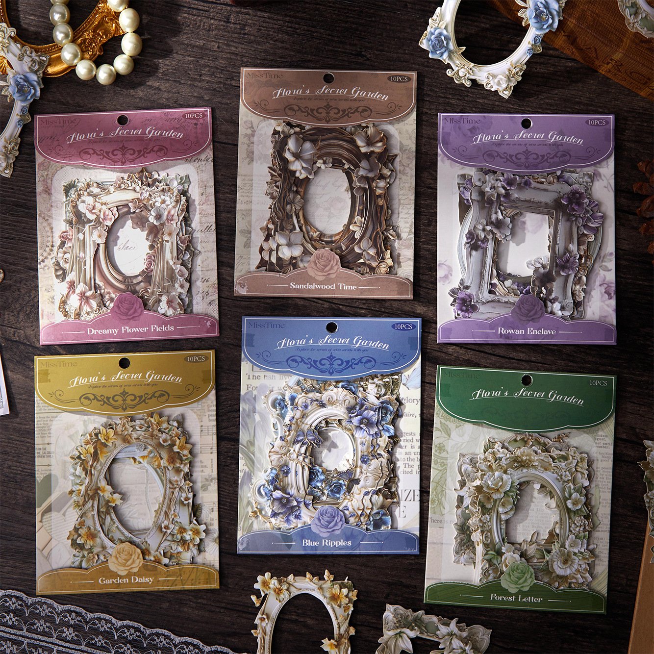 10pcs/pack collage card Flower secret series border vintage floral handbook collage material