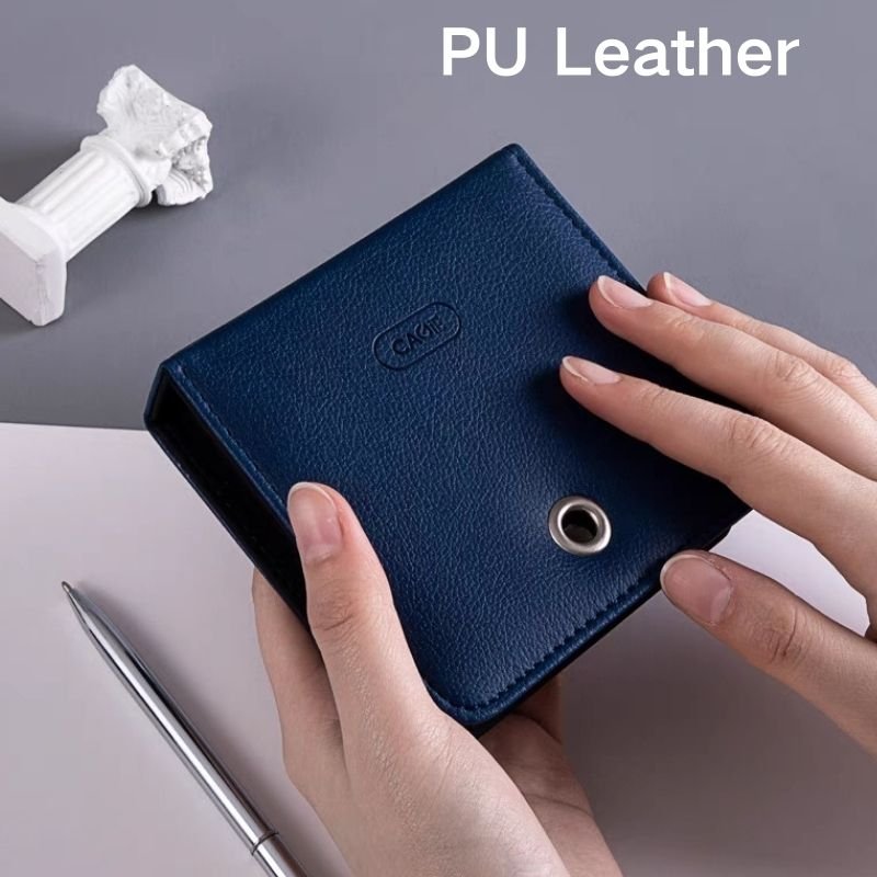Custom School Hotel Business Stationery Black PU Leather Notepad Pen Sticky Notes Memo Pad Box Holder Gift Set