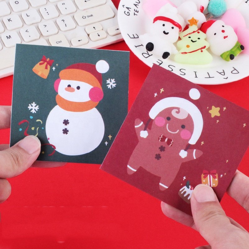 Cartoon Colored Paper Cute Exquisite Sticky Note Memopad Set Keep Smiling Kawaii Christmas Sticky Notes