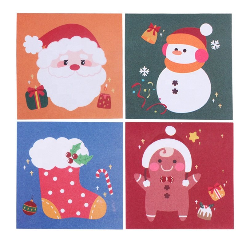 Cartoon Colored Paper Cute Exquisite Sticky Note Memopad Set Keep Smiling Kawaii Christmas Sticky Notes