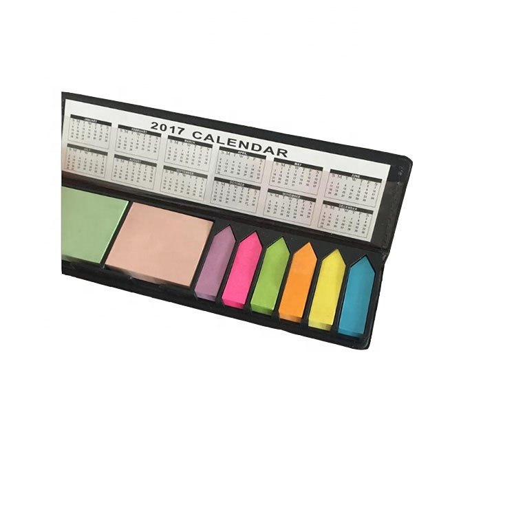 Custom top grade office supplies stationery combination PU leather cover sticky notes with calendar