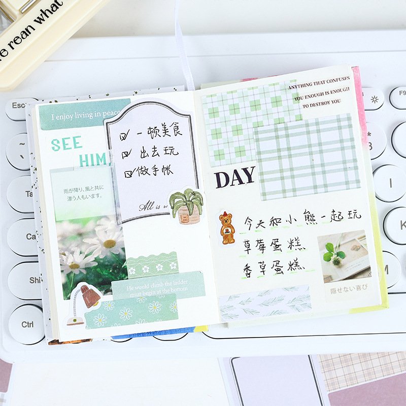 4 sheets/pack Soft Wind Sleep Ancient Simple Grid Message Convenience Post Material Pack Hand Post Stickers