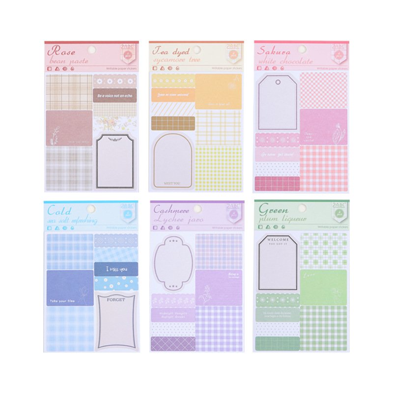4 sheets/pack Soft Wind Sleep Ancient Simple Grid Message Convenience Post Material Pack Hand Post Stickers