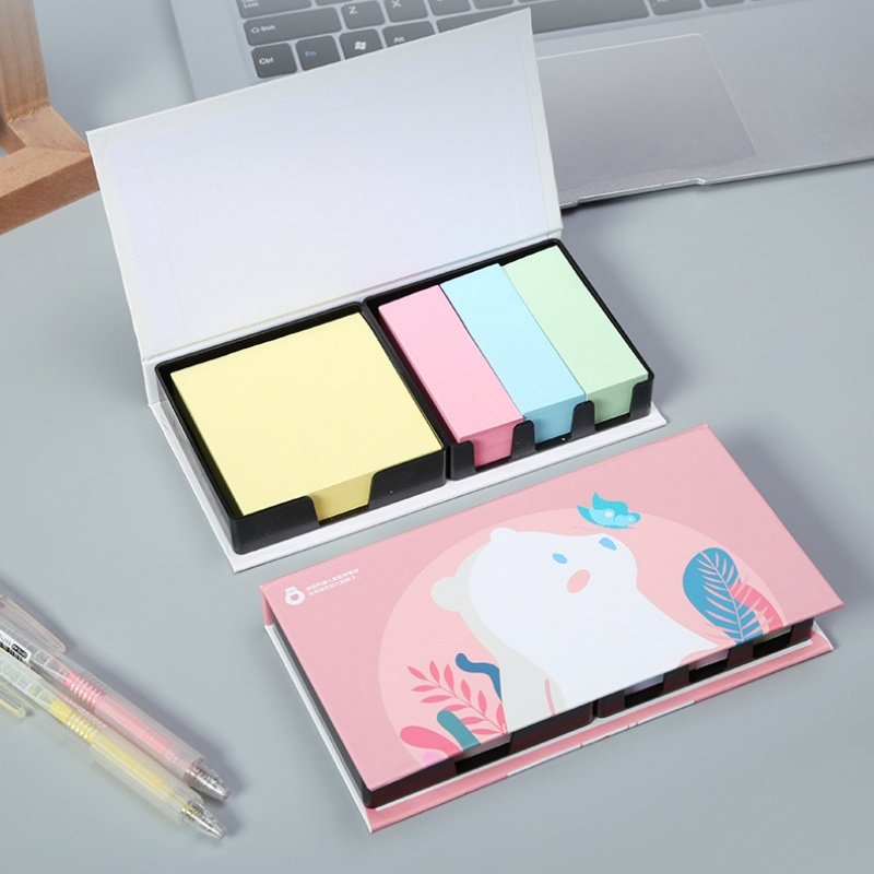 Wholesale Custom Corporate Logo Memo Box Leather Sticky Notes Set High-end Business Stationery Adhesive Sticky Notes
