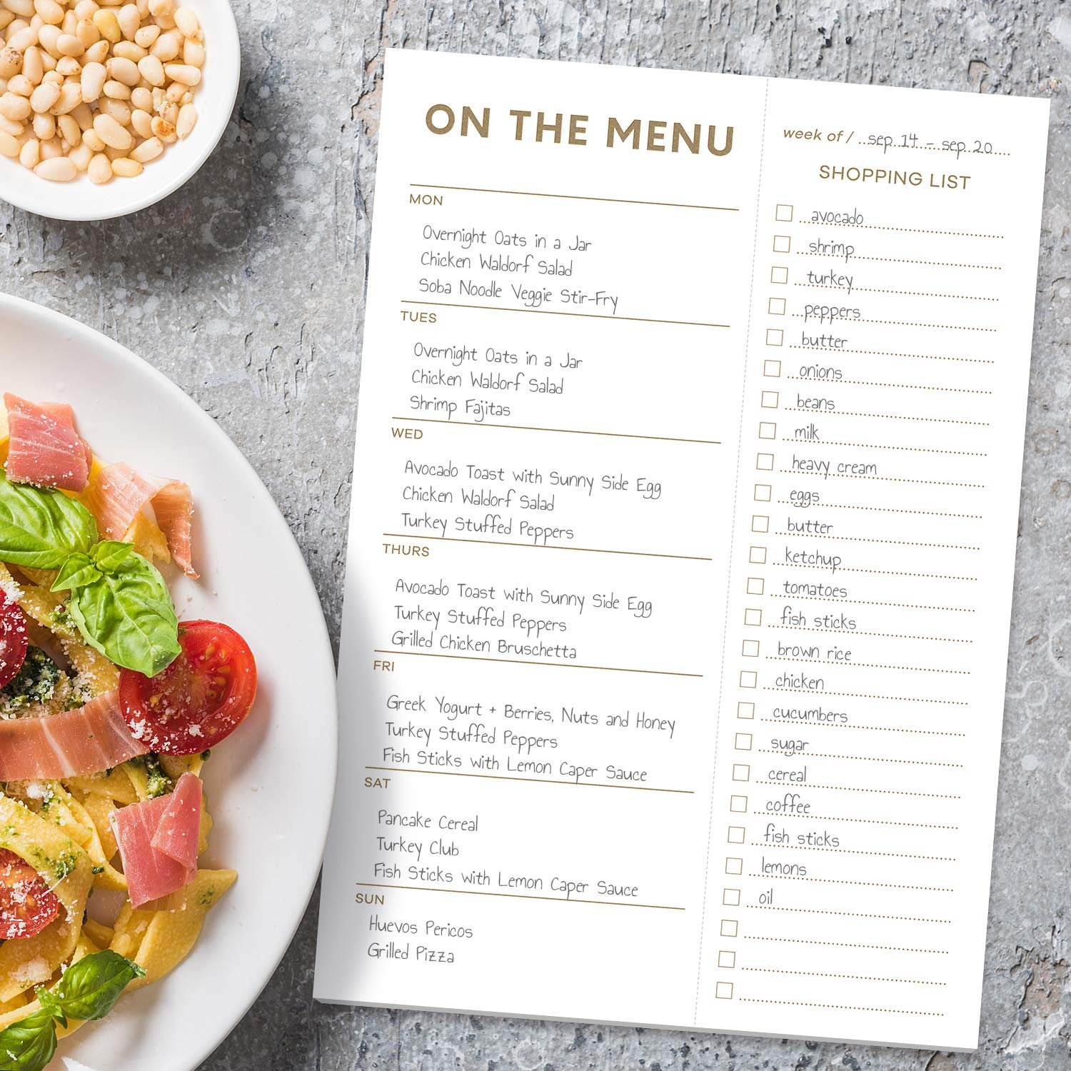 Meal Planning Pad with Tear Off Shopping List Plan Weekly Menu Food for Weight Loss or Dinner List for Family Magnetic Notepad