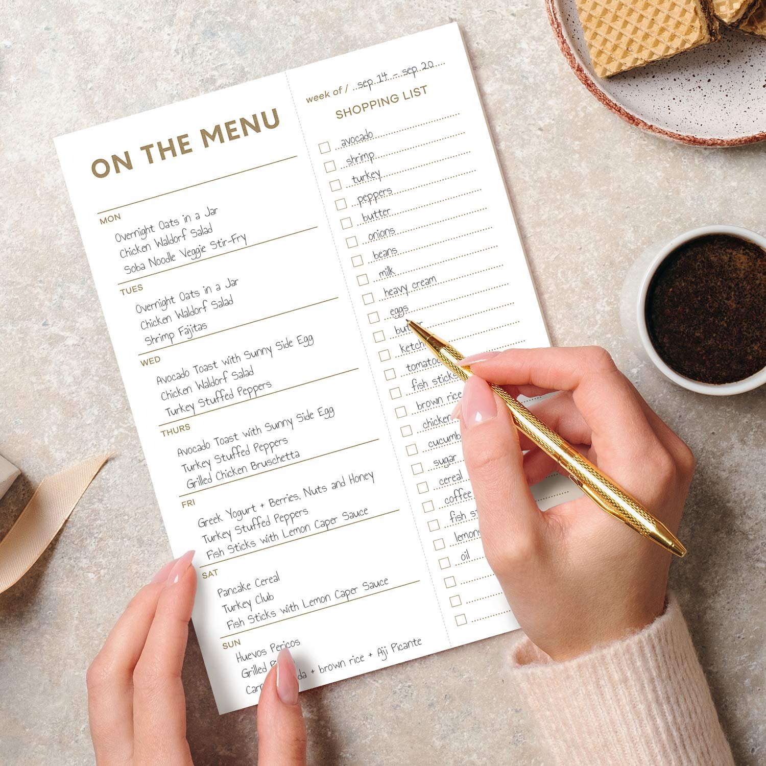 Meal Planning Pad with Tear Off Shopping List Plan Weekly Menu Food for Weight Loss or Dinner List for Family Magnetic Notepad