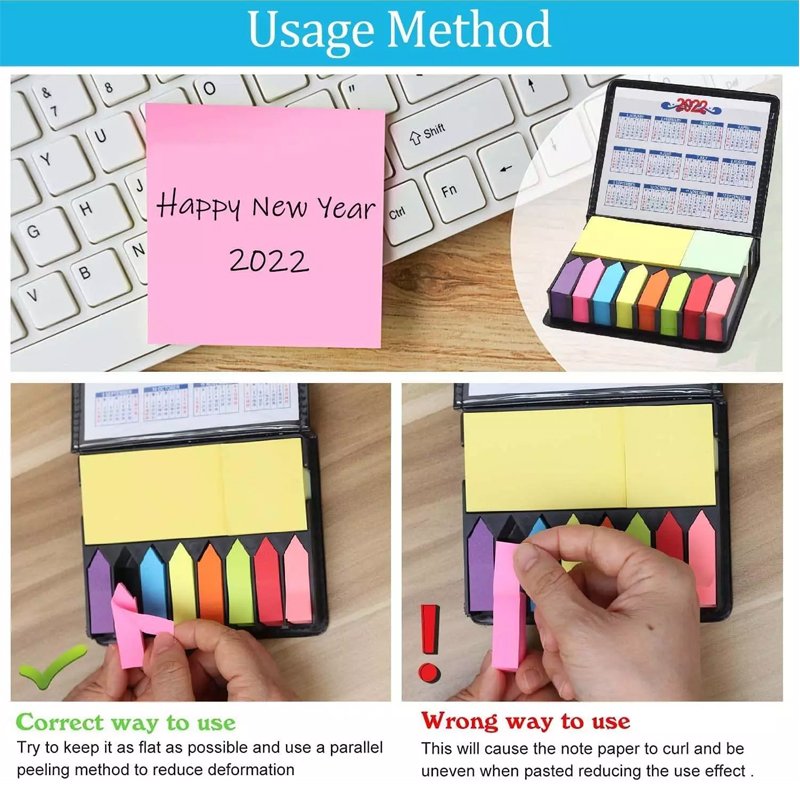 2024 Hot Sale Custom Promotion Rectangular PU Box Calendar Sticky Notes Personalized Sticky Notes Memo Arrow Index