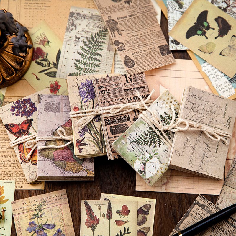 50 Pieces Per Pack Material Paper Nostalgic Memory Series Retro Hand Account DIY Material Decoration Base 6 Options