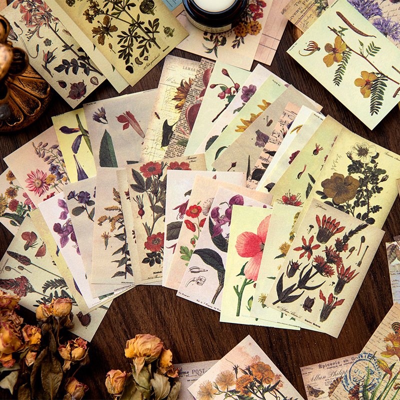 50 Pieces Per Pack Material Paper Nostalgic Memory Series Retro Hand Account DIY Material Decoration Base 6 Options