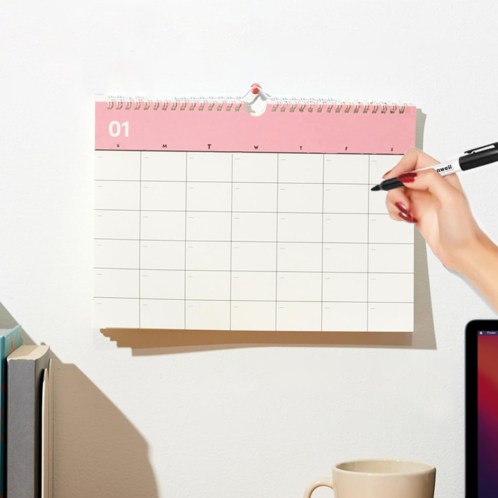 Wall Customised memo pad Calendar Undated 12 Month Wall & Desk Calendar -11.75 x 8 Spiral Hanging Wall Planner