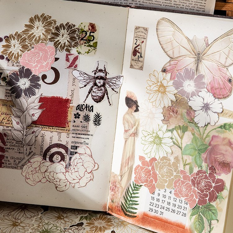 36 Pieces/Pack Material Paper Spring Xun Flower Lace Series Ins Flower Hand Account DIY Decorative Stickers 4 Models