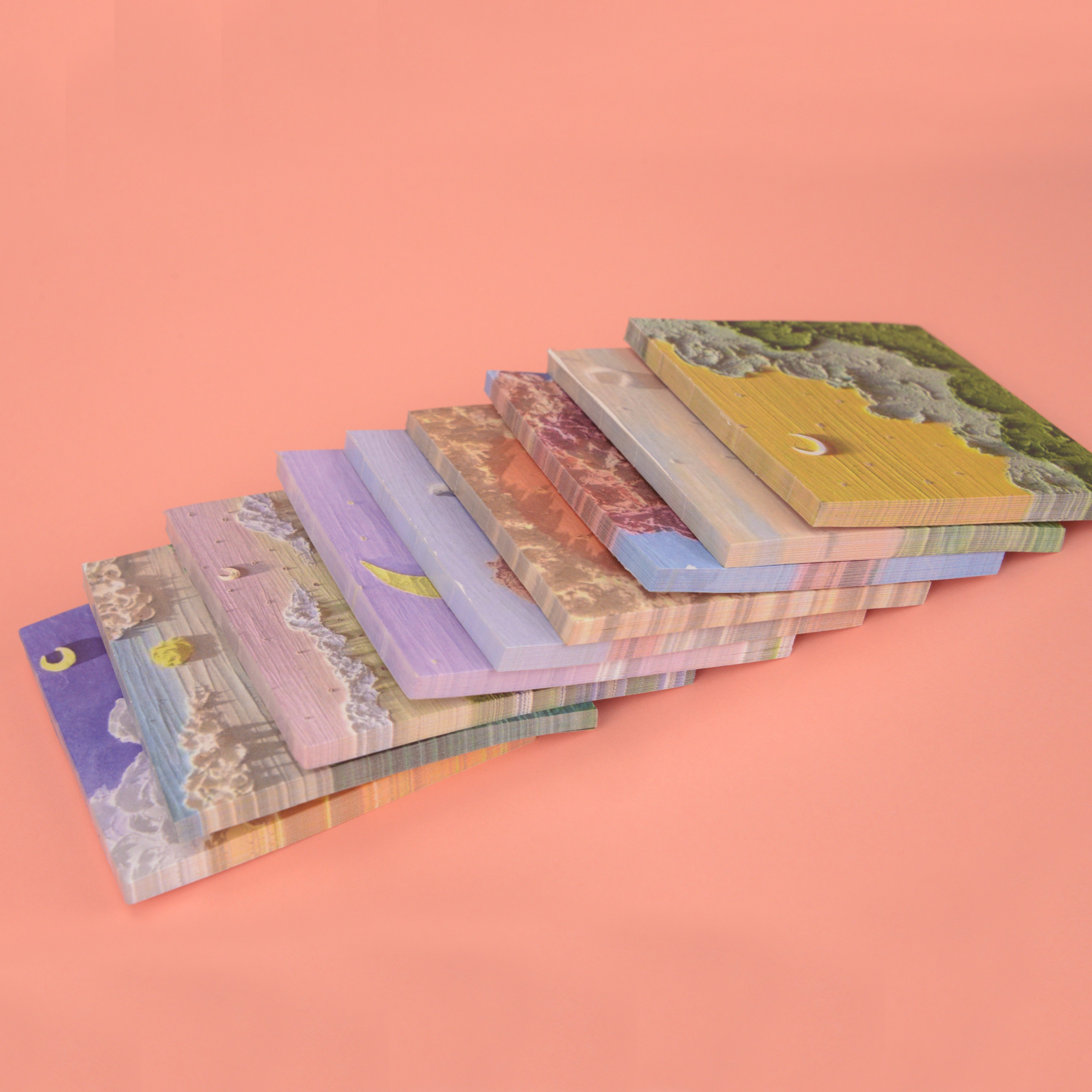 Custom Logo 3*3 Inch Cute Canvas Oil Painting Three-dimensional Sense Memo Notepads Stationary Printed Sticky Notes Pad Set