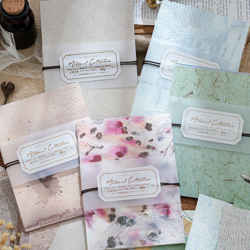 30pcs/pack Material paper as expected series embossed literary atmosphere handbook collage material