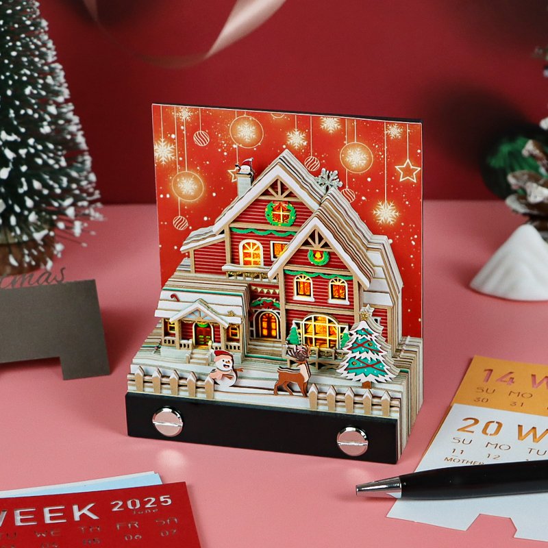 Christmas Gift Items New Arrival Paper Laser Cut Art Crafts 3D Memo Pad 2025 Calendar Sheets Novelty Gift Block Note Pad