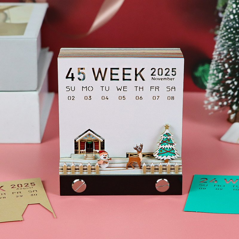 Christmas Gift Items New Arrival Paper Laser Cut Art Crafts 3D Memo Pad 2025 Calendar Sheets Novelty Gift Block Note Pad