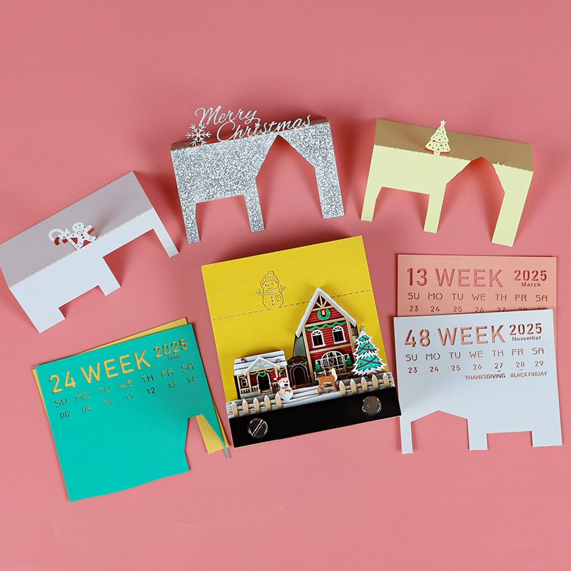 Christmas Gift Items New Arrival Paper Laser Cut Art Crafts 3D Memo Pad 2025 Calendar Sheets Novelty Gift Block Note Pad