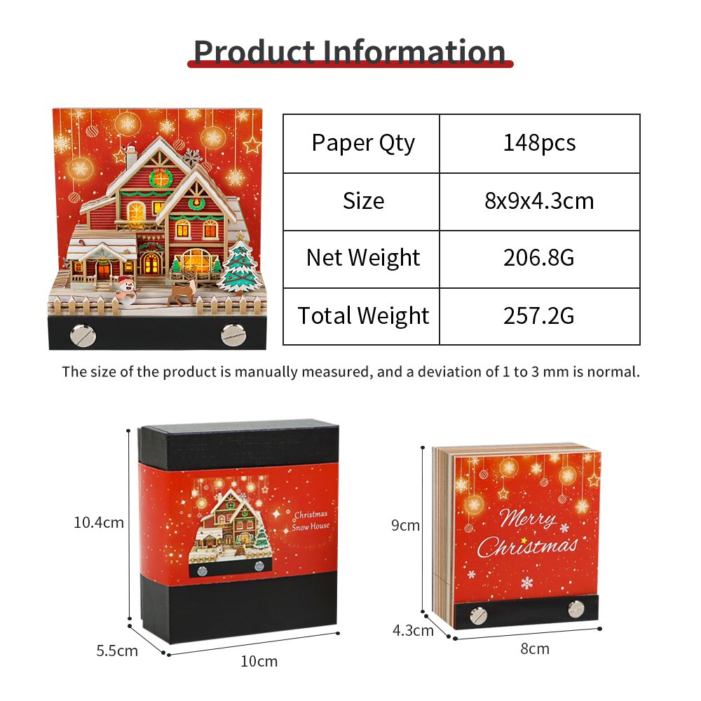 Christmas Gift Items New Arrival Paper Laser Cut Art Crafts 3D Memo Pad 2025 Calendar Sheets Novelty Gift Block Note Pad