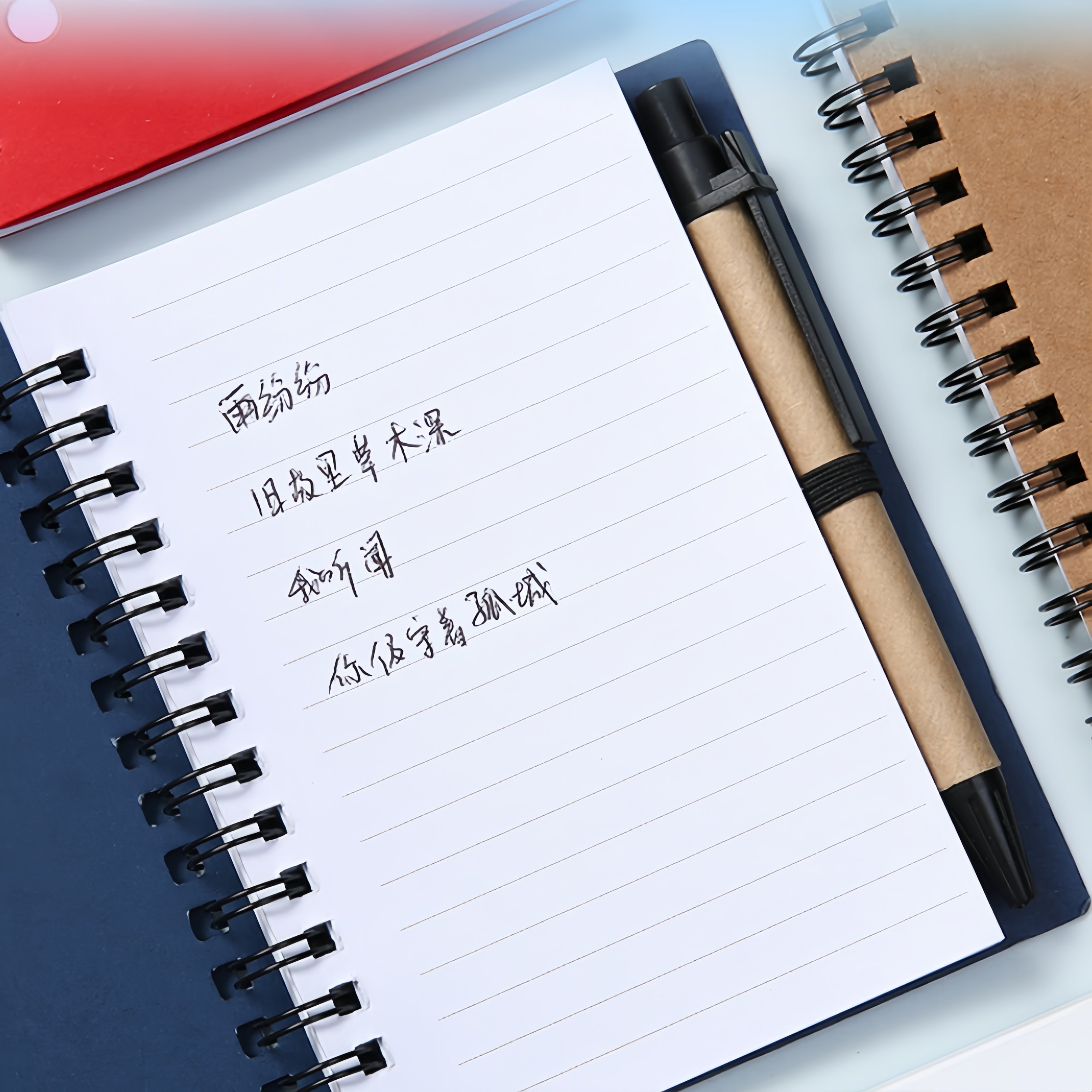 Custom Logo Spiral Notebook with Kraft Paper Cover Eco-Friendly Self-Adhesive Sticky Notes and Pen Promotional Notepad