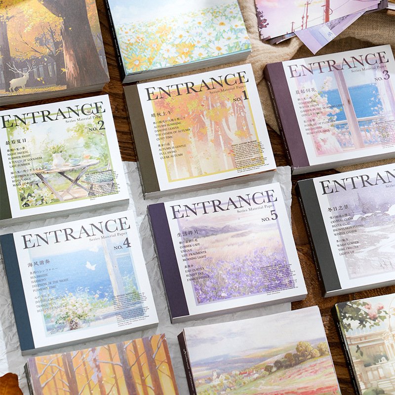 100pcs/pack Sketchbook Nature's Entrance Series Landscape Decorative Materials for Handbook