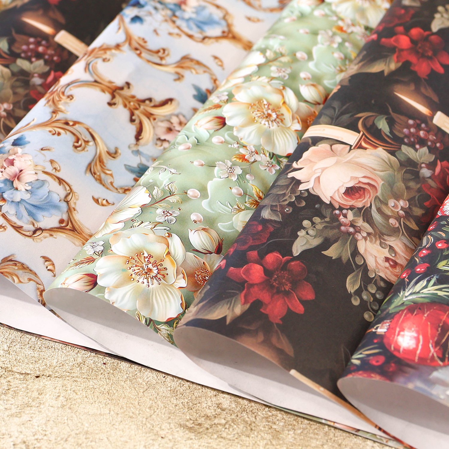 5pcs/pack Romantic Blessing Series Vintage Art Wrapping Paper Christmas Decoration Flower Handbook Material