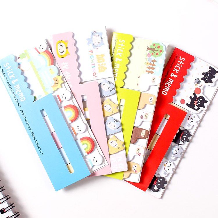 Custom Printed Logo Gradient Index Tabs Sticker Bookmark Flag Sticky Notes Paper Kawaii Bookmarks Planner Memo Pads
