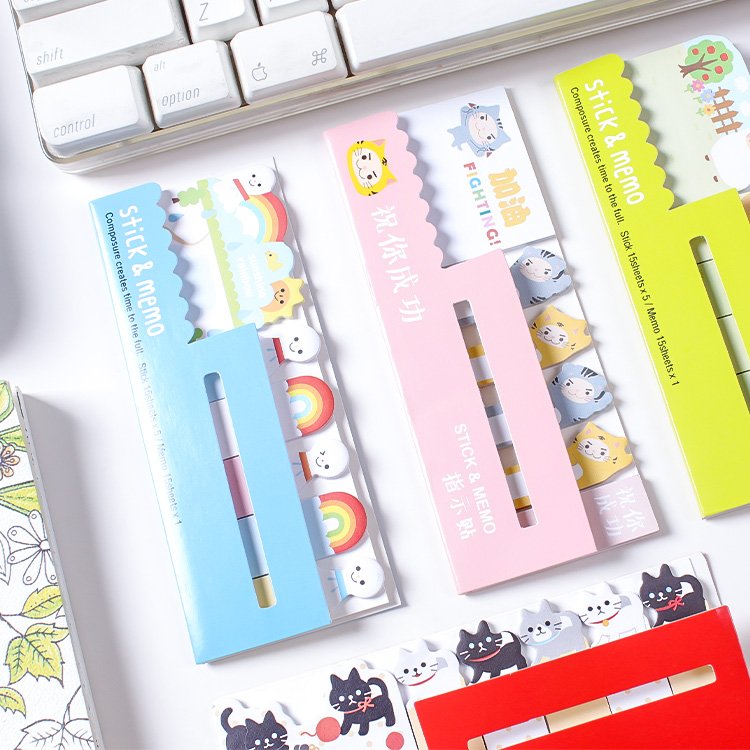 Custom Printed Logo Gradient Index Tabs Sticker Bookmark Flag Sticky Notes Paper Kawaii Bookmarks Planner Memo Pads