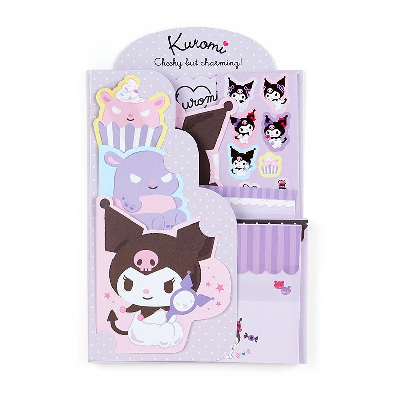 Kawaii Sanrio Anime Writing Letter Raft Cute Cartoon Kuromi Message Greeting Card Memo Pad Envelope Set Stickers Girl Gift Toys