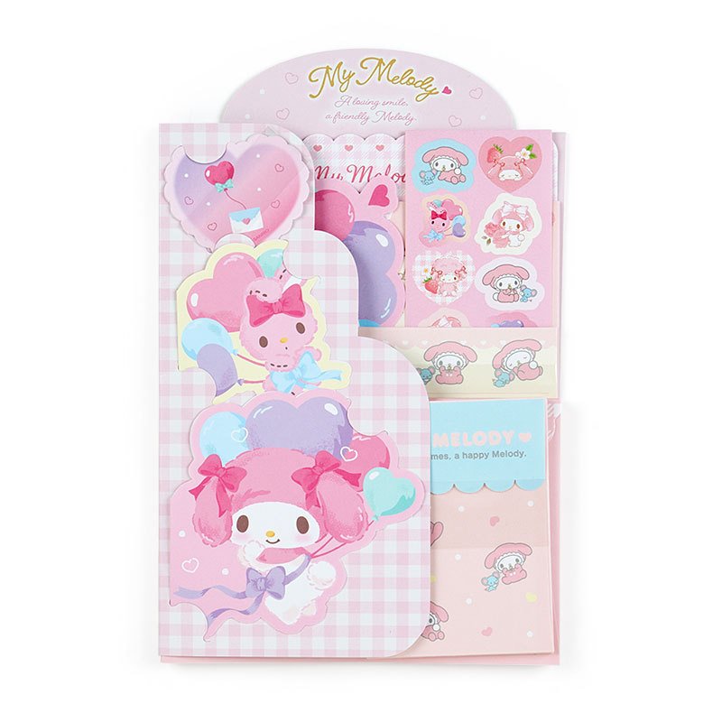 Kawaii Sanrio Anime Writing Letter Raft Cute Cartoon Kuromi Message Greeting Card Memo Pad Envelope Set Stickers Girl Gift Toys