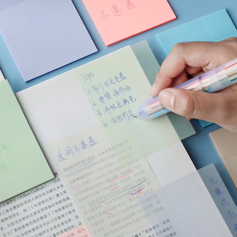 50 Sheets/bag Transparent PET Memo Pad Posted It Sticky Notes Planner Sticker Notepad School Supplies Stationery